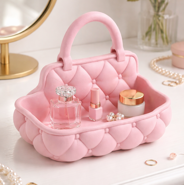 Plateau de coiffeuse matelassé avec poignée