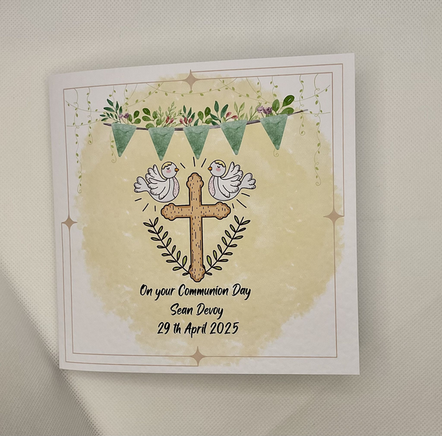 Personalised Christening/ First Communion/ Confirmation card. 