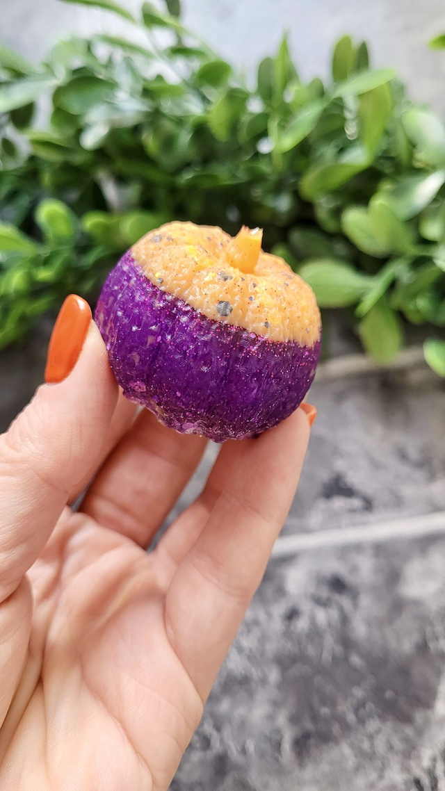Orange &amp; Purple Glitter Resin Pumpkin - Medium