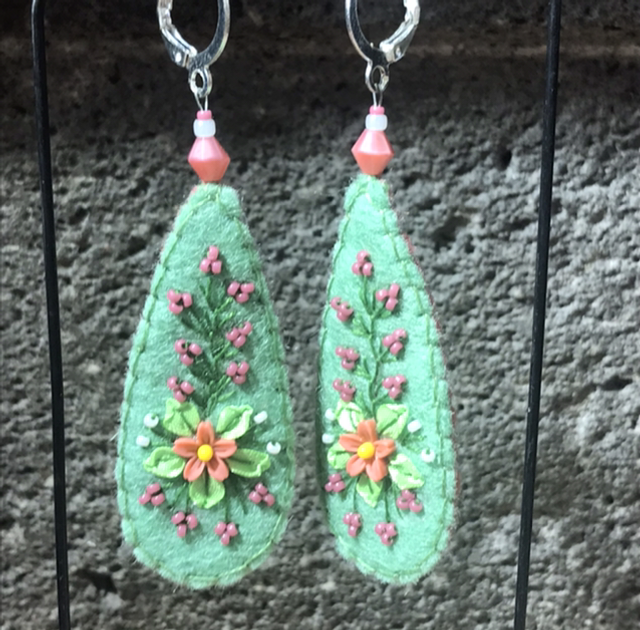 Bo vert/corail goutte longue 