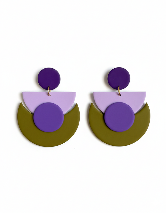 MediaLuna morado, lila y verde caqui