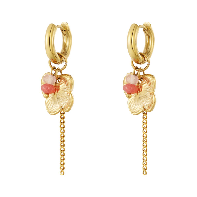 Oorbellen goud bloemen 