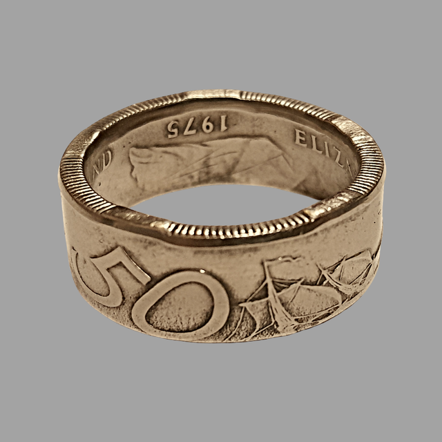 RESERVED FOR PAUL: New Zealand Fifty Cents 1975 Coin Ring     