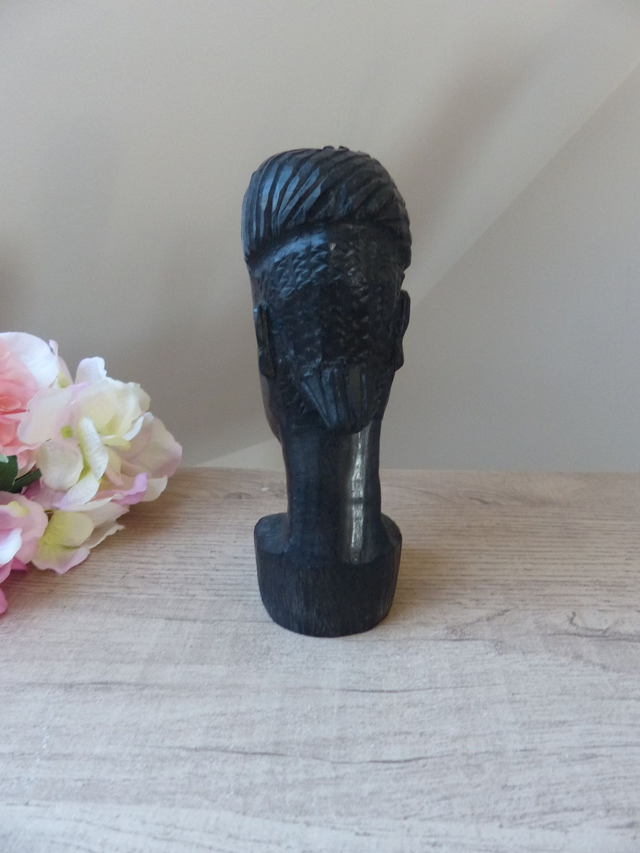 Buste sculpture africaine en bois brut fait main vintage décoration voyage souvenir artisanat afrique, Idée ambiance intérieur Africaine