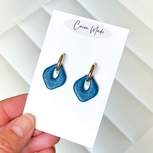 Teal Polymer Clay Hoop Earrings