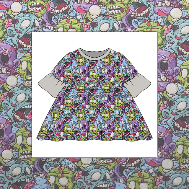 Zombie Heads Bell Sleeve Dress