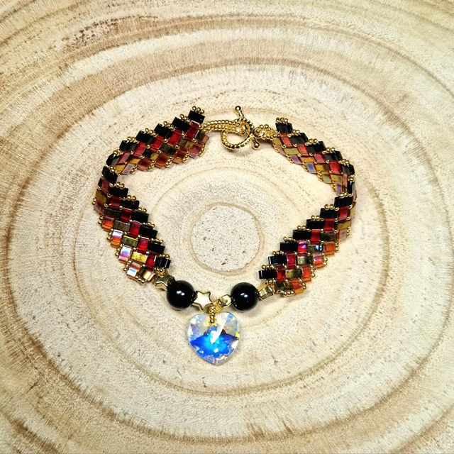 Bracelet half tila double Cœur irisé 