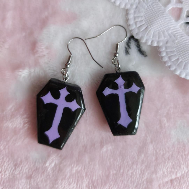 Boucles d'oreilles cercueil (violet)