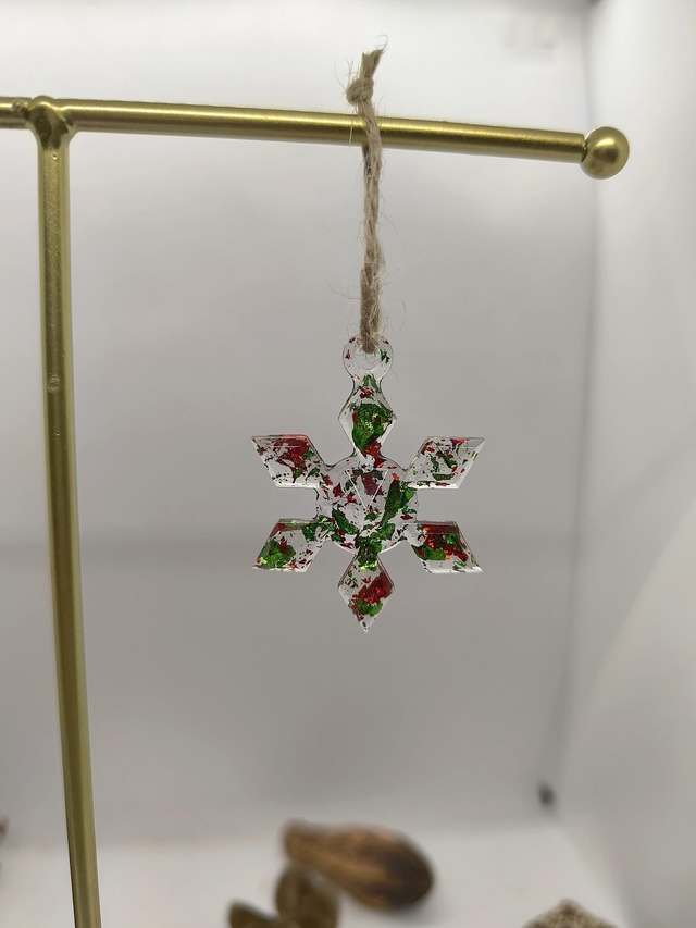 Décoration flocon sapin noel rouge et vert 