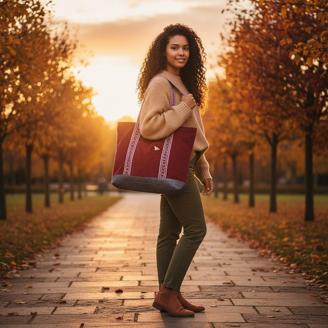 Cabas Essentiel - Velours Bordeaux