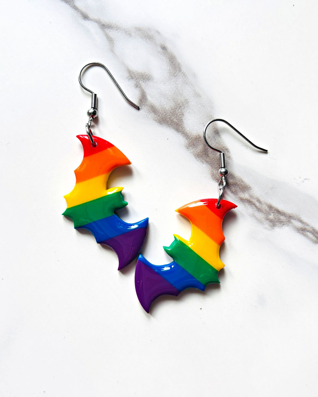 LGBT+ Rainbow Bat Earrings