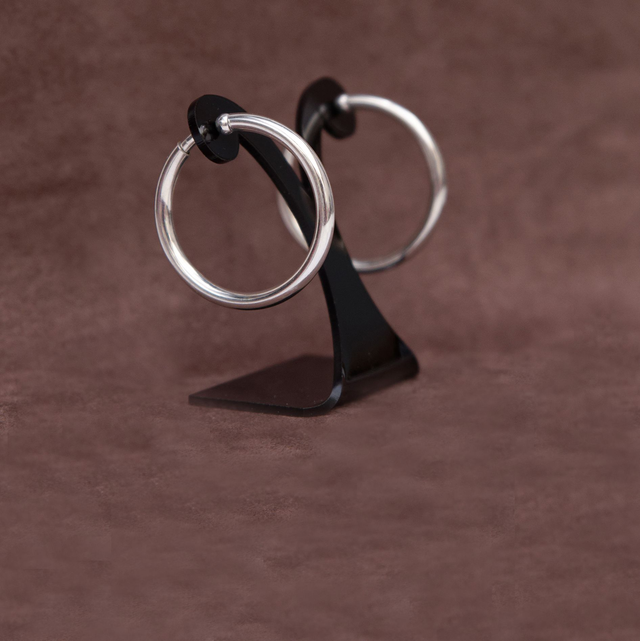 Paire de boucles d'oreilles  Créoles en argent massif Vintage Agatha  (collector)