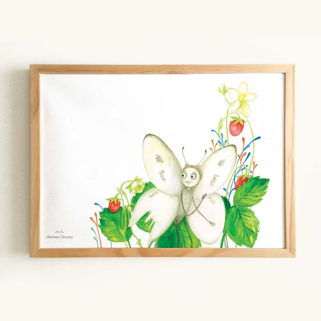 Affiche &quot;Papillon et fraise&quot;