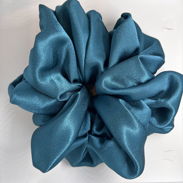 Teal Satin Scrunchie 