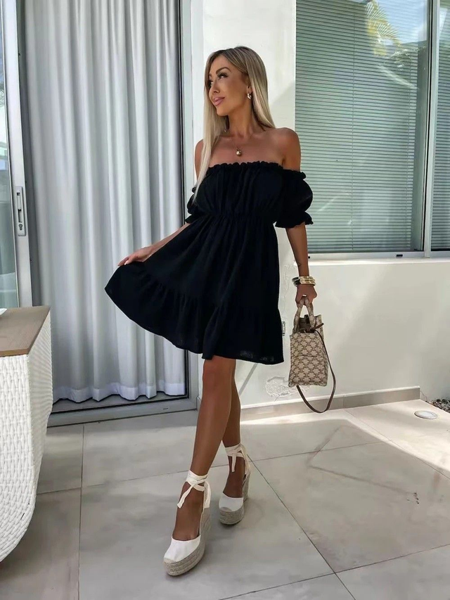 Robe noir en gaz de coton