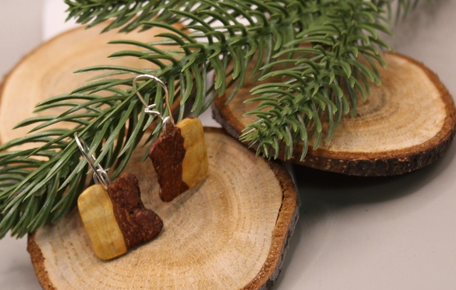 Visakoivu - Kaksiväriset Neliöt - korvakorut