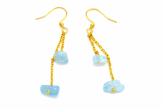 Boucles d’oreilles Aigue-Marine – Acier inoxydable doré à l’or fin 24K