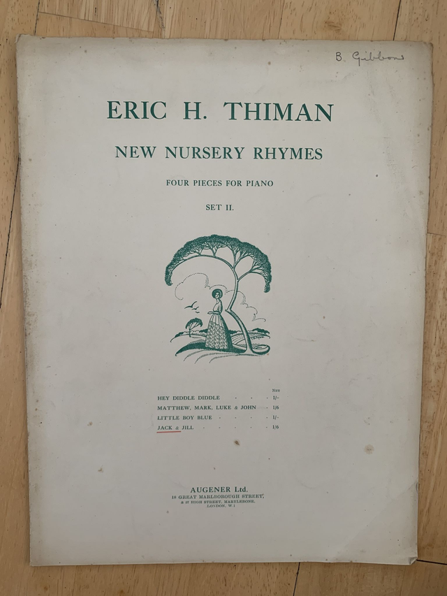 New Nursery Rhymes Jack and Jill Antique Sheet Music Eric H Thiman