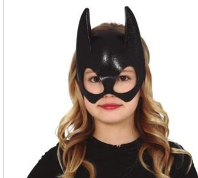 HALLOWEEN ,  1165 MEZZA MASCHERA PIPISTRELLO NERO PER BAMBINI IN PVC