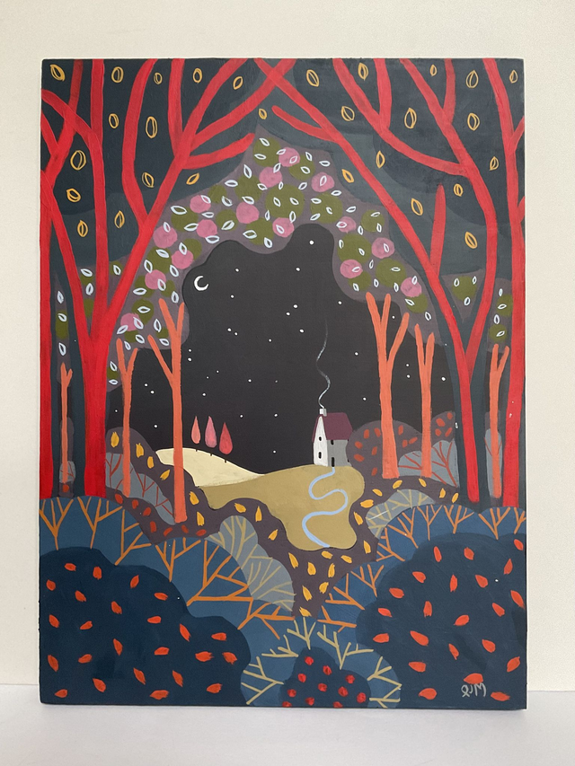 Original Acrylic Gouache Painting, Peter’s House