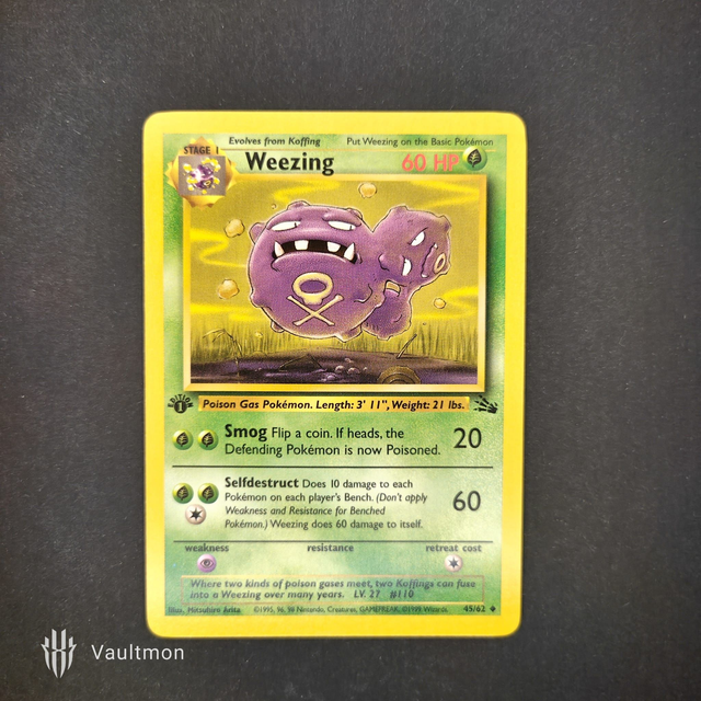Weezing 45/62 Pokemon Fossil WOTC 1st Edition 