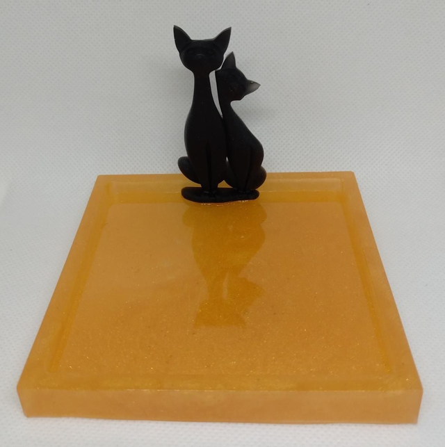 Vide poche carré doré et chats