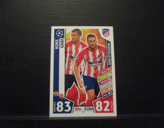 Koke / Gabi - UEFA Champions League Match Attax 2017/18 Original Trading Card #54