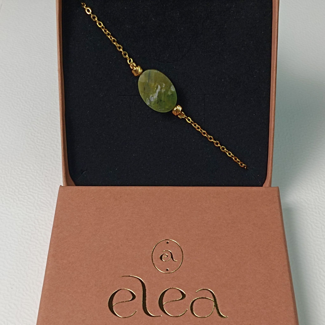 Bracelet ESSENTIEL, Péridot, acier chirurgical doré