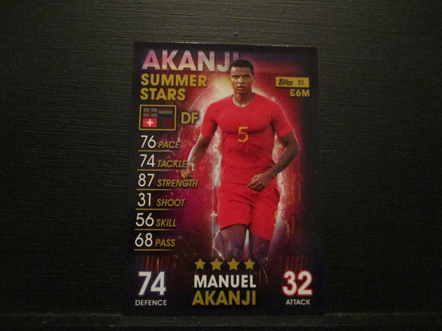 Manuel Akanji - Summer Stars Match Attax 101 Original Trading Card