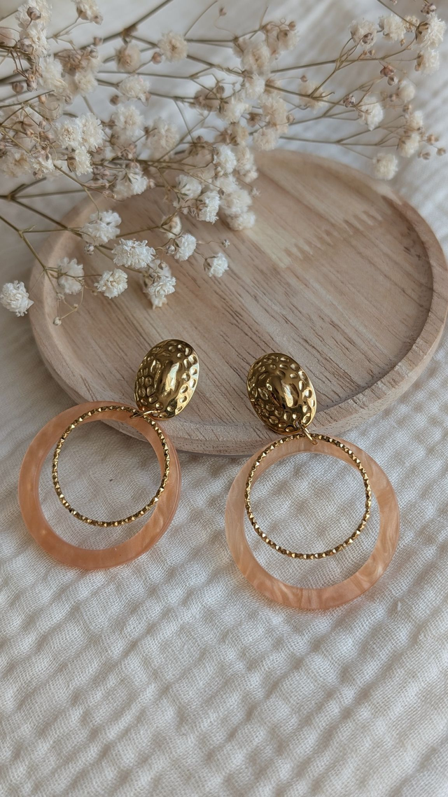 Boucles d'oreilles SIDONIE pêche nacré