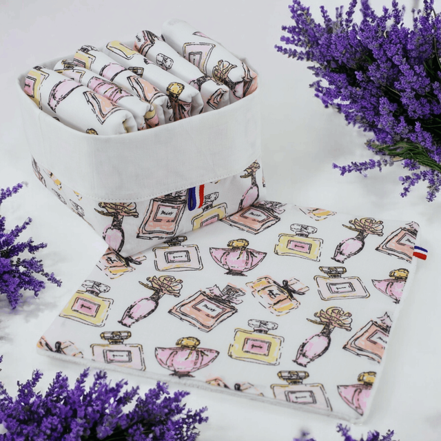 7 Serviettes visage réutilisables – avec Panier