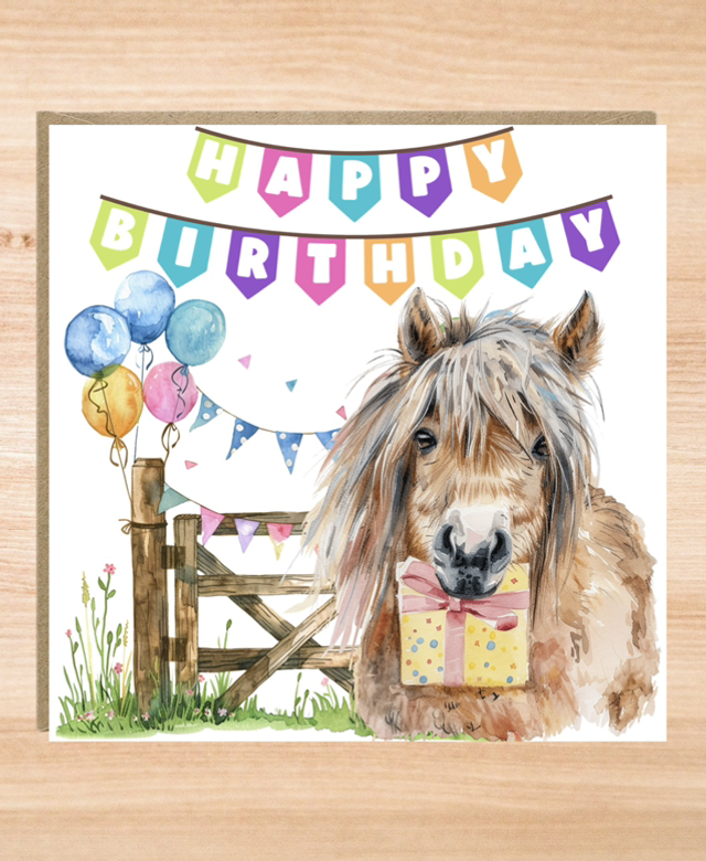 Shetland Pony Birthday Card