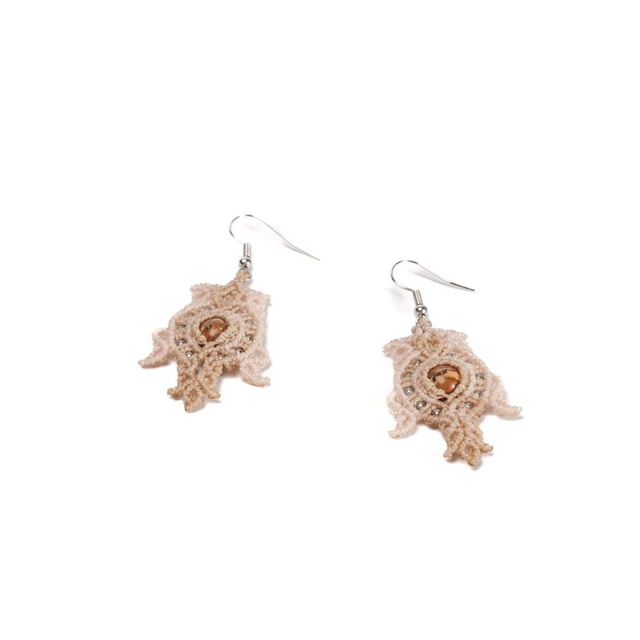 Boucles d’Oreille Terre de Jaspe – Micro Macramé &amp; Jaspe Paysage