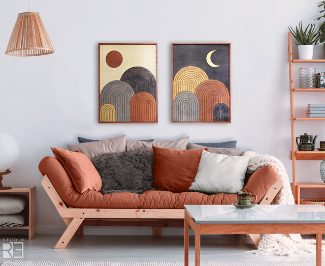 "Linie i barwy" – Drewniana dekoracja ścienna