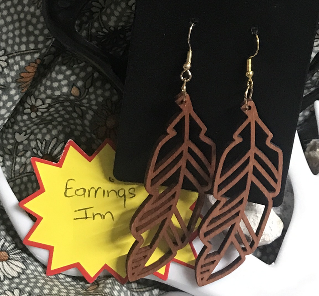 Brown Wood Dangling Earrings-SWDE85