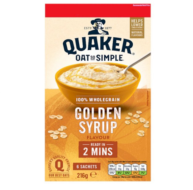 Quaker Oat So Simple Golden Syrup Porridge Sachets 6 x 36g