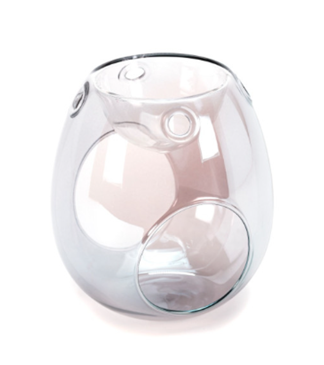(Pre-order) Handblown Glass Wax Melt Tealight Burner (Bluish Grey Pearl) 