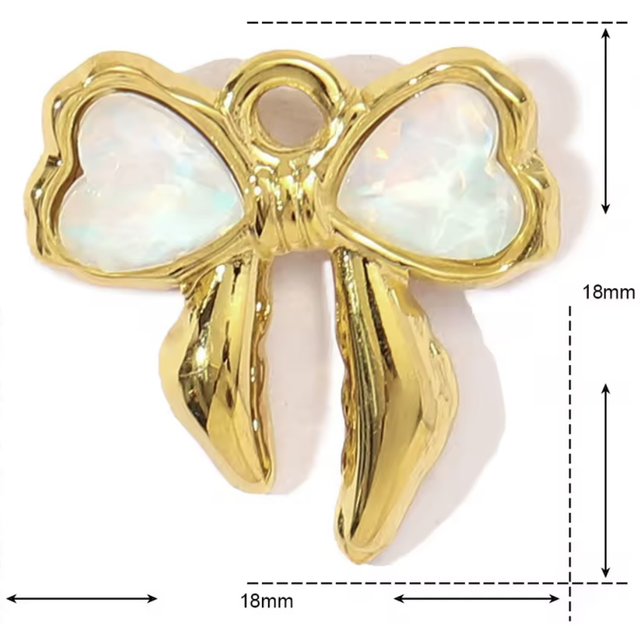 Charm fiocco gold con zirconi 