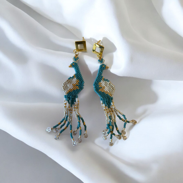 Boucles d'oreilles Paon