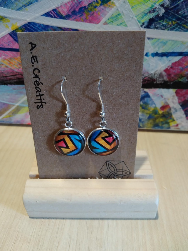 Boucles D&#039;oreilles Cabochons Couleurs 
