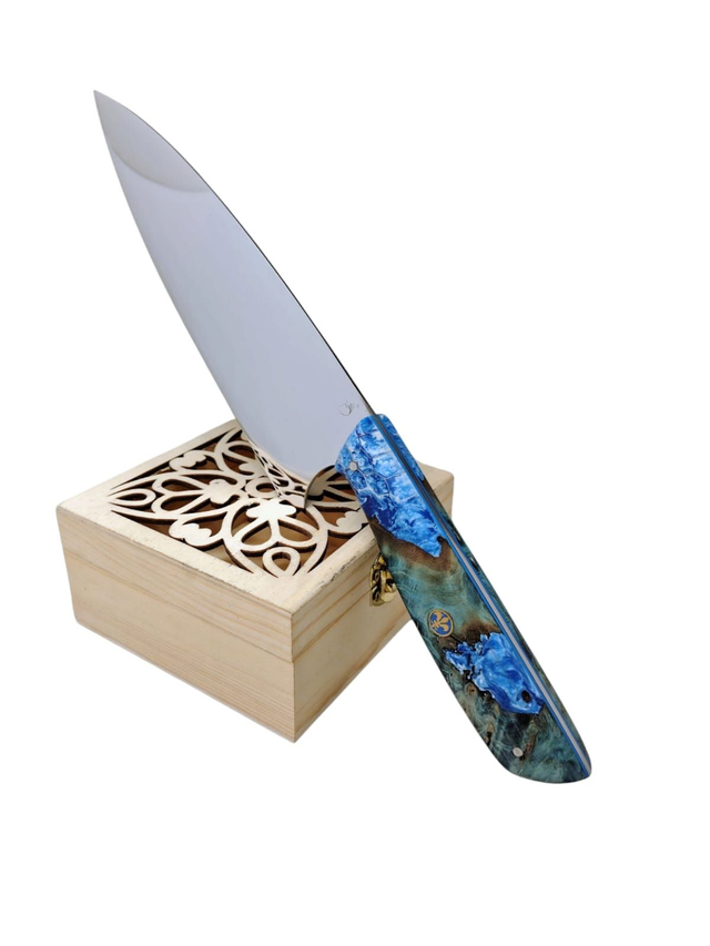 Couteau de cuisine inox - Loupe de tilleul