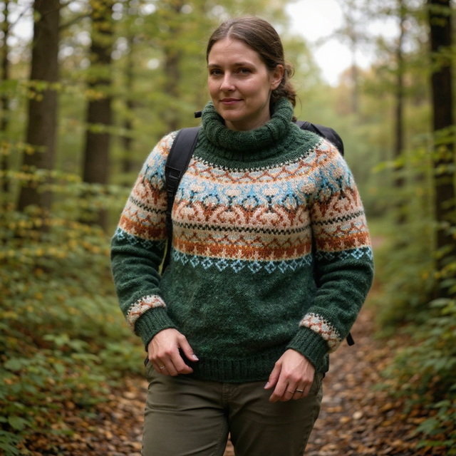 Alasuq Polar Sweater Kit - Col 08 (Cyprus Green & Wheat Heather) - Wool & Pattern - Linka Neumann