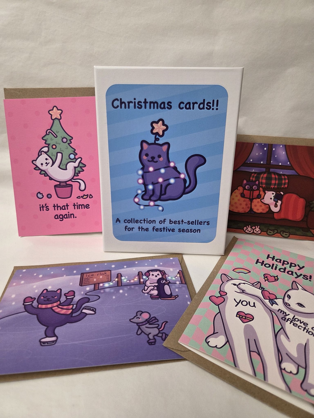 Cat Themed Christmas Card Bundle - 20 Designs With Envelopes - ST-017
