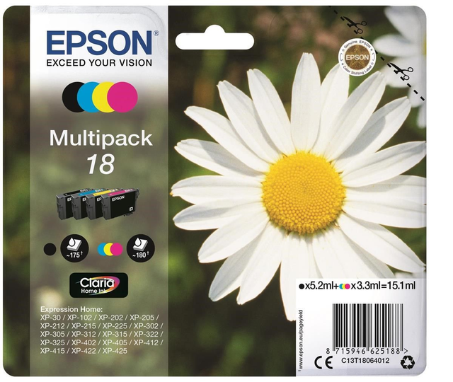 Epson Daisy Multipack 4-colours 18 Claria Home Ink Cartridge
