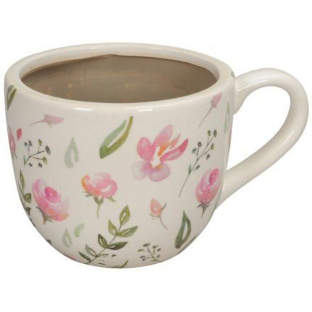 Flower Design Mug Planter, 21cm