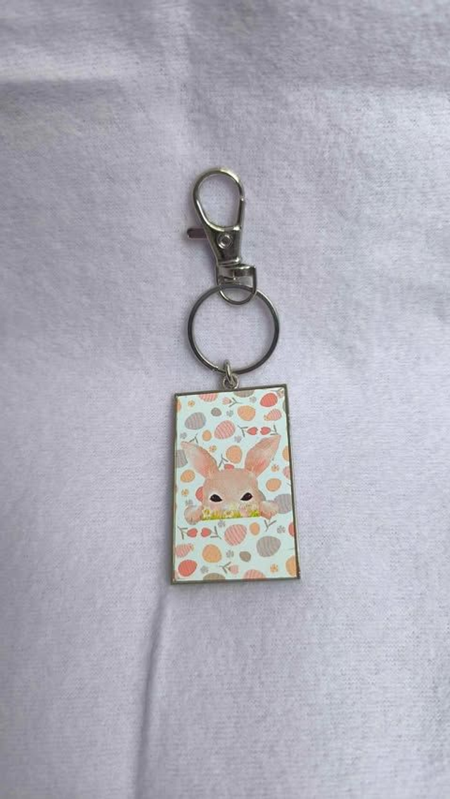 Porte-Clé &quot;Lapinou&quot; en Métal (Chaîne à bille inclus)