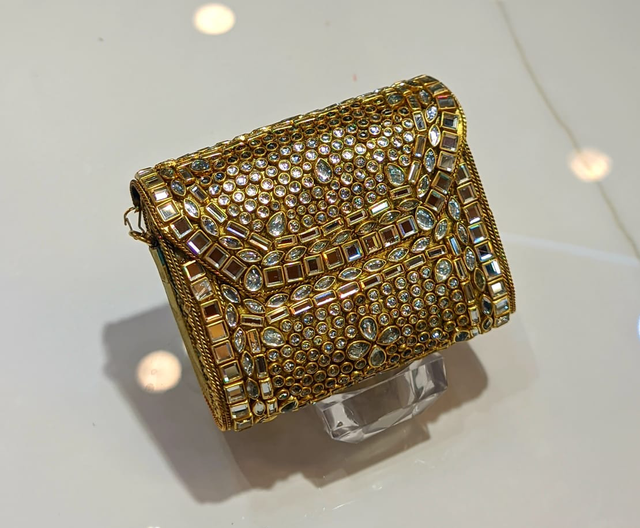 Gold Kundan Clutch Square Mini