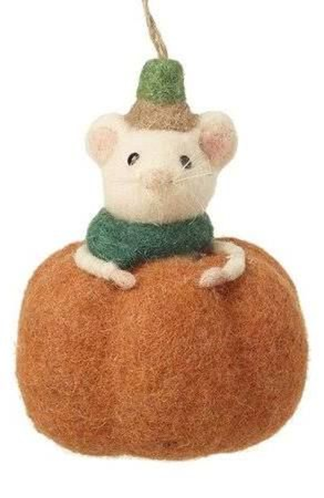 Felt Hanging Mouse in Pumpkin