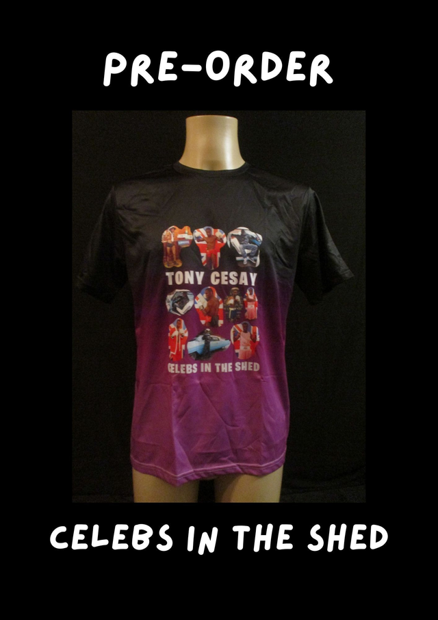 Tony Cesay ABA Champion Boxer Picture T-Shirt (White Bubble Logo) ADULT 100% Polyester Crew Neck BLACK &amp; PURPLE (PRE-ORDER SIZE) Top BUY NOW