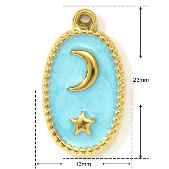 Charm luna e stella base celeste 